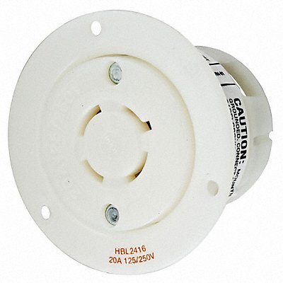 HUBBELL HBL2416 Flng Lck Recpt 20 A Wht Nyl L14-20R 1Gng