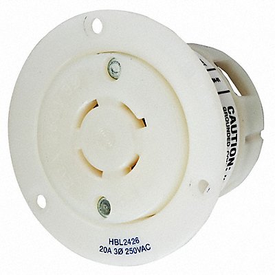 HUBBELL HBL2426 Flng Lck Recpt 20 A Wht Nyl L15-20R 1Gng