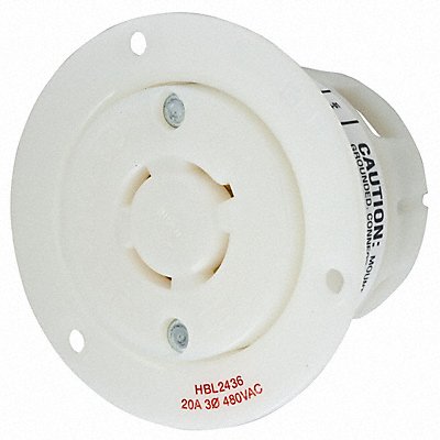 HUBBELL HBL2436 Flng Lck Recpt 20 A Wht Nyl L16-20R 1Gng