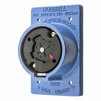 HUBBELL HBL25403 Lck Recept 20/30 A Blue Alum NoNEMA 1Gng