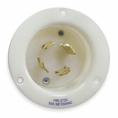 HUBBELL HBL2725 Flg LckInl 30 A White L15-30P Nylon
