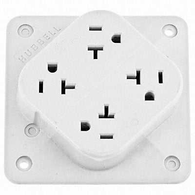 HUBBELL HBL420W Receptacle White 20 A 2P3W Back 1PK