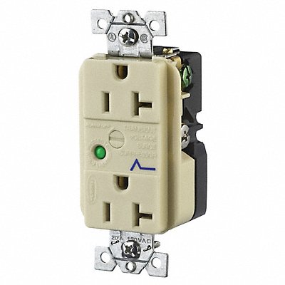 HUBBELL HBL5360ISA Receptacle Ivory 20 A 2P3W Side 1PK