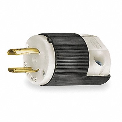 HUBBELL HBL7102C LckPlg Strt 20 A Blk White Nylon 2Blds