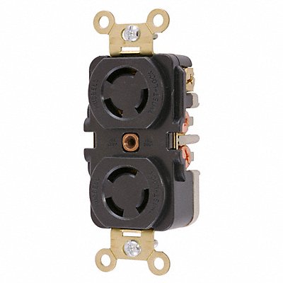HUBBELL HBL7580 DplxLockerec 10/15A Blk Thrmpl NoNEMA 1Gng