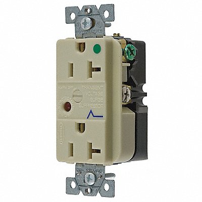 HUBBELL HBL8362ISA Receptacle Ivory 20 A 2P3W Side 1PK