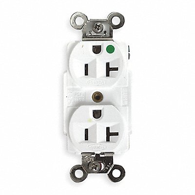 HUBBELL HBL8300W Recept White 20 A 2P3W Back Side 1PK