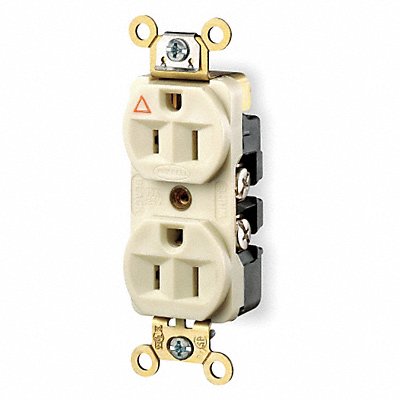 HUBBELL IG5262I Recept Ivory 15 A 2P3W Back Side 1PK