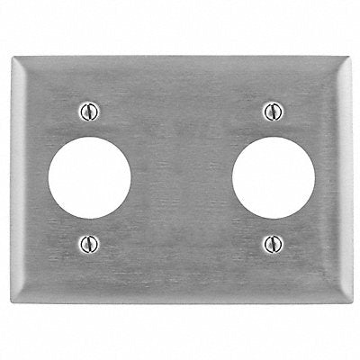 HUBBELL HBL23909HG Dup Recept Wall Plate Standard Silver 3Gng Brsh