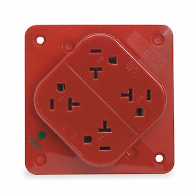 HUBBELL HBL420HR Receptacle Red 20 A 2P3W Back 1PK