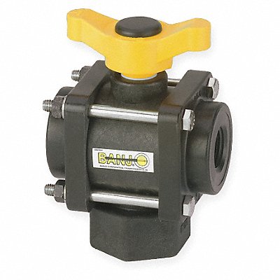 BANJO V075BL Poly Ball Valve 3-Way FNPT 3/4 in