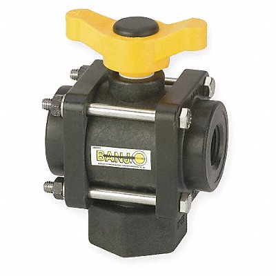 BANJO V125BL Poly Ball Valve 3-Way FNPT 1-1/4 in