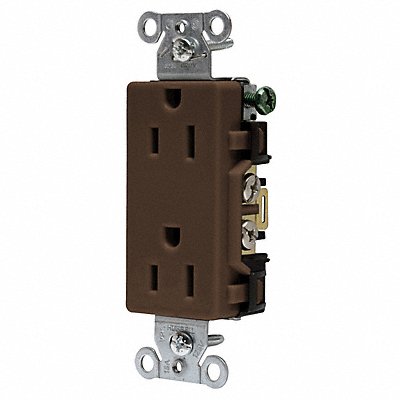 HUBBELL DR15 Recept Brown 15 A 2P3W Back Side 1PK