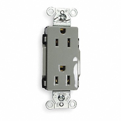 HUBBELL DR15GRY Receptacle Grey 15 A 2P3W Back Side 1PK