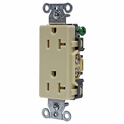HUBBELL DR20I Recept Ivory 20 A 2P3W Back Side 1PK