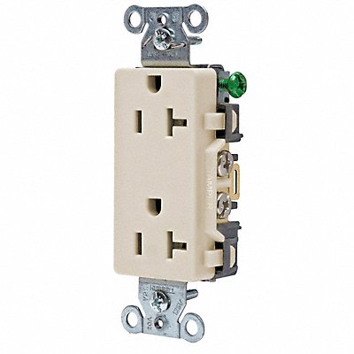 HUBBELL DR20LA Recept Light Almond 20 A 2P3W Bk Sd 1PK