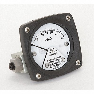 MIDWEST INSTRUMENT 120SA00OO30P D0755 Pressure Gauge 0 to 30 psi