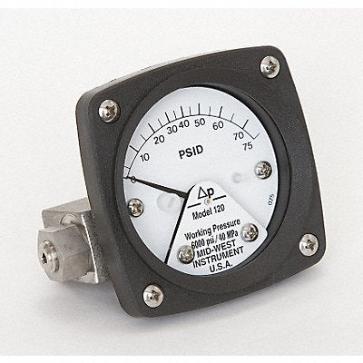 MIDWEST INSTRUMENT 120SA00OO75P Pressure Gauge 0 to 75 psi