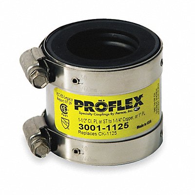 GRAINGER 30011125 Coupling Neoprene 1 1/2 x 1 1/4 in
