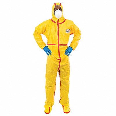 CHEMSPLASH 7019YT3XL D2191 Hooded Coverall Attached Boots 3XL PK6