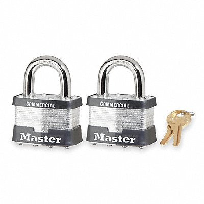MASTER LOCK 5TCOM Keyed Padlock 15/16 Rectangle Slvr PK2