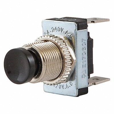 HUBBELL WIRING DEVICE-KELLEMS MH11 Miniature Push Button Switch Black SPST