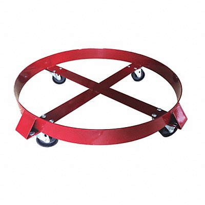 GRAINGER 9TV13 Drum Dolly 1000 lb Red Welded Steel