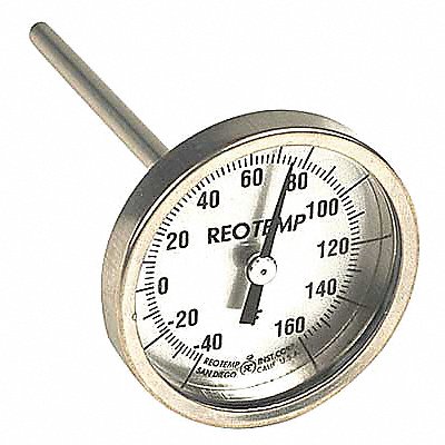 REOTEMP HH0602F23PS Bimetal Therm 2-3/8 In Dial -40to160F
