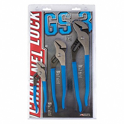 CHANNELLOCK GS3 Tongue and Groove Plier Set Dipped 3Pcs.