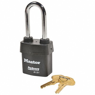 MASTER LOCK 6121KALJ10G202 Keyed Padlock 7/8 in Rectangle Black