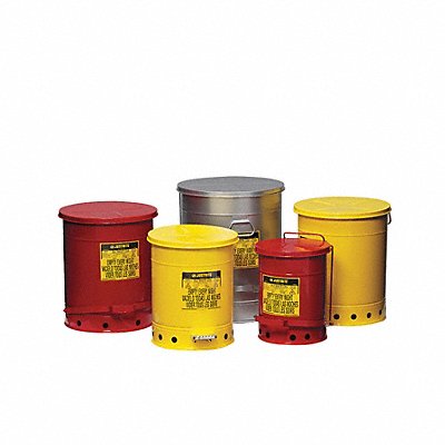 JUSTRITE 9308 E6820 Oily Waste Can 10 gal Steel Red