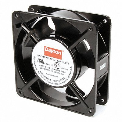 DAYTON 3LE74 Axial Fan Square 4-11/16 H 107/87 CFM