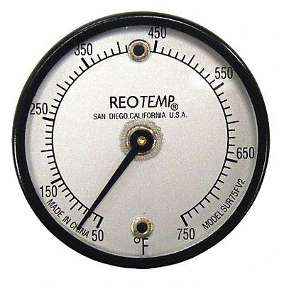 REOTEMP SUR75FV2 Bimetal Thermometer 2 In Dial 50 to 750F