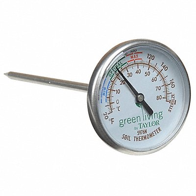 TAYLOR 597635 Bimetal Thermometer 2 In Dial 20 to 180F