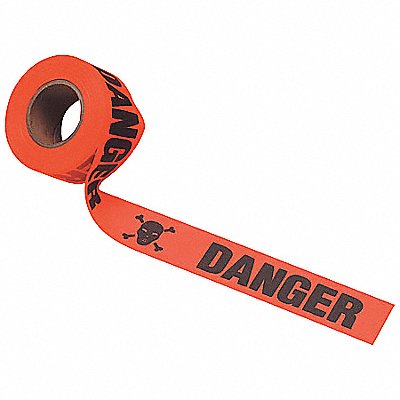 GRAINGER CUOGBK179200 Flagging Tape Orange Glo/Black 150 ft