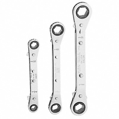 KLEIN TOOLS 68244 Box End Wrench Set Chrome Offset SAE