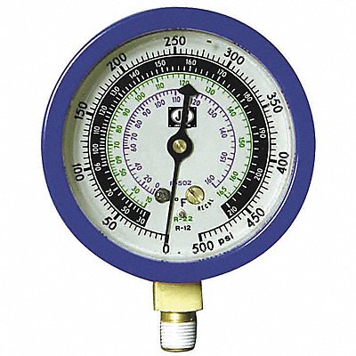 JB INDUSTRIES M2890 Gauge 3-1/8 In Dia Low Side Blue 500 psi