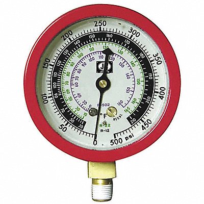 JB INDUSTRIES M2895 Gauge 3-1/8 In Dia High Side Red 800 psi