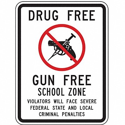 LYLE DF02612HA Reflective Drug Free Sign 18x12in Alumin