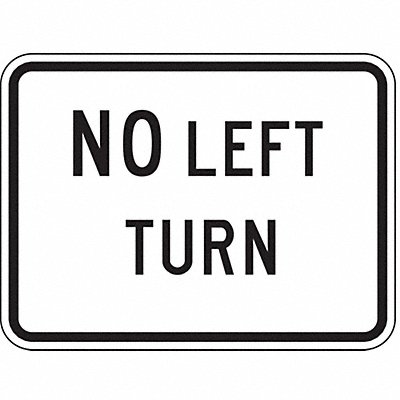 LYLE R32P24HA No Left Turn Traffic Sign 18 x 24