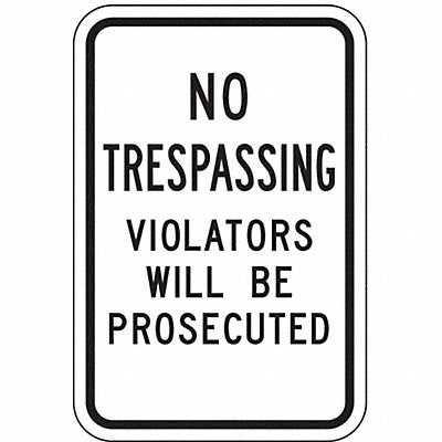 LYLE NT03412HA Rflctv No Trespassing Sign 18x12in Alum