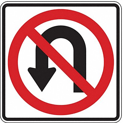 LYLE R3424HA No U-Turn Traffic Sign 24 x 24