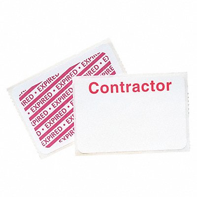 BRADY 95689 D0064 Contractor Badge 1 Day Red/White PK500