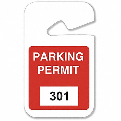 BRADY 96273 Parking Permits Rearview 301-400 Wht/Red
