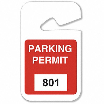 BRADY 96278 Parking Permits Rearview 801-900 Wht/Red