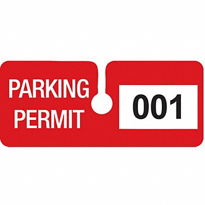 BRADY 95206 Parking Permits Rearview Wht/Red PK100