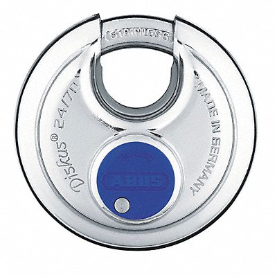 3TMN8 ABUS 24IB70KA Keyed Padlock 25/32 in Round Silver