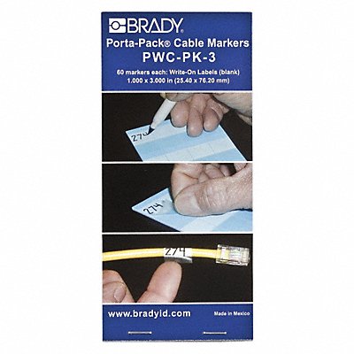BRADY PWCPK3 Wire Marker Book Write-On Self-Laminatng