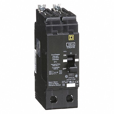 SQUARE D EDB24100 Circuit Breaker 100A Bolt On 277/480V 2P
