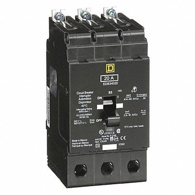 SQUARE D EDB34020 Circuit Breaker 20A Bolt On 277/480V 3P